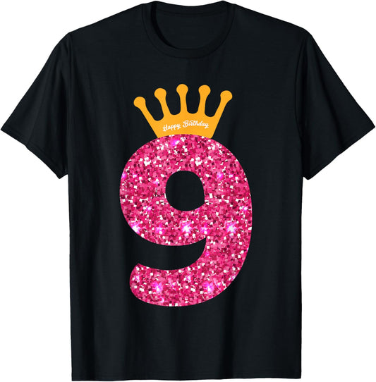 Happy Birthday Shirt, Girls 9th Party 9 Years Old Bday T-Shirt