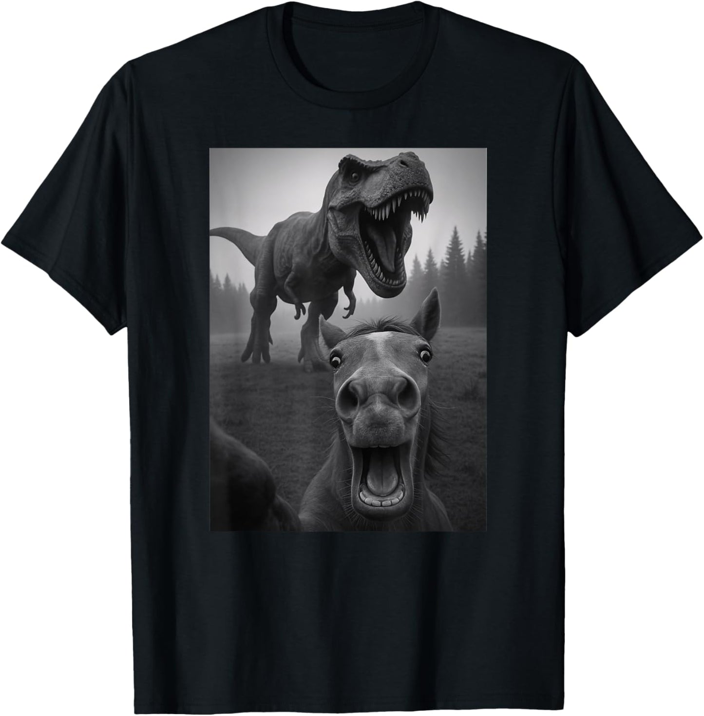 Funny Horse Dinosaur Trex Selfie Animal Lover Boys Girls T-Shirt