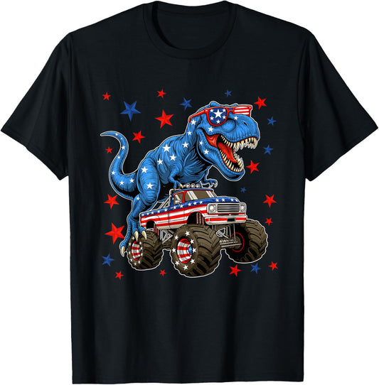 T-Rex Monster Truck 4th of July Shirt – Funny USA Dinosaur T-Shirt
