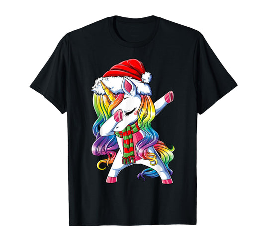 Dabbing Unicorn Santa Christmas Kids Girls Women Xmas Dab T-Shirt