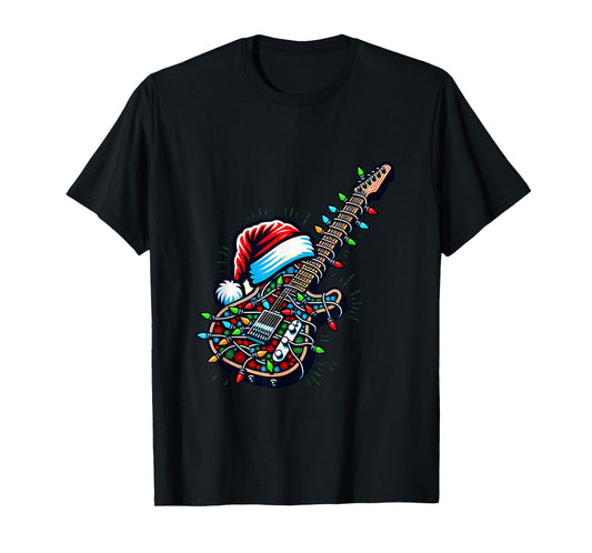 Rock & Roll Santa Xmas Guitarist Guitar Christmas Music T-Shirt