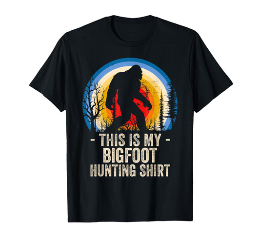 Finding Bigfoot Co Bigfoot Hunting T-Shirt - Men's Unisex Classic Fit Black Short Sleeve Cotton Polyester T-Shirt - Small