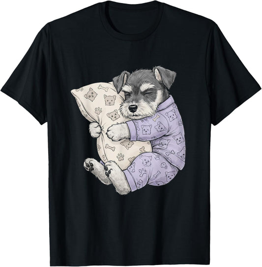 Funny Sleepy Miniature Schnauzer Pajama Men Women Kids T-Shirt