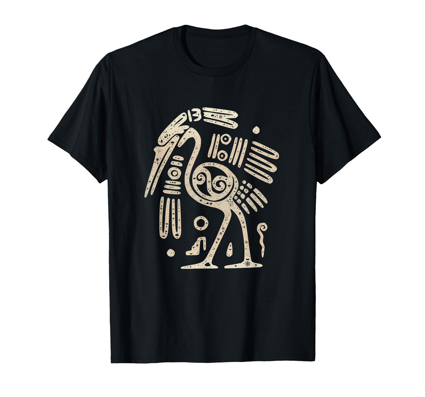 Mayan Indian Heron Crane Ancient Tribal Abstract Bird Style T-Shirt