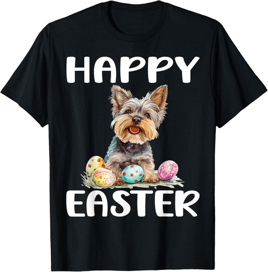 Yorkie Yorkshire Terrier Dog Breed Happy Easter Men Women T-Shirt