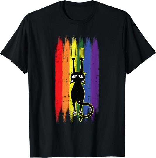 Cat Scratching Gay Pride Funny Kitten Paw Proud LGBT-Q Ally T-Shirt