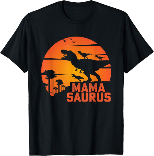 Mama Saurus Funny in Mother's Day for Three Rex Mom Dinosaur T-Shirt