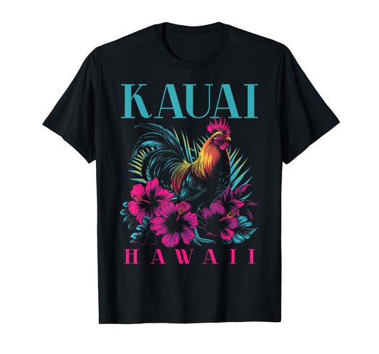 Kauai Hawaii Chicken Hawaiian Hibiscus Flowers Vintage T-Shirt