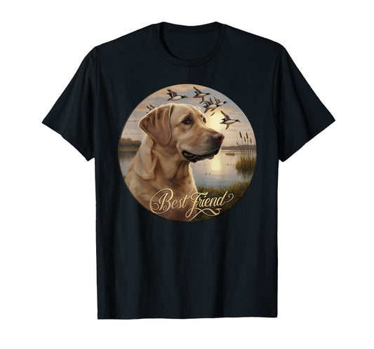 Best Friend hunting Yellow Labrador dog with ducks and geese Men Women T-Shirt
