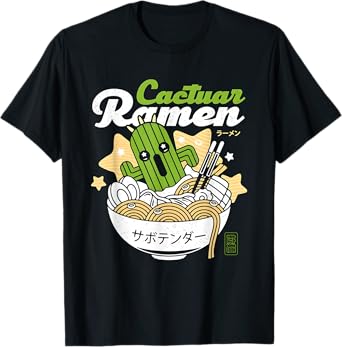 Cactuar Ramen Aesthetic T-Shirt, Small, Black