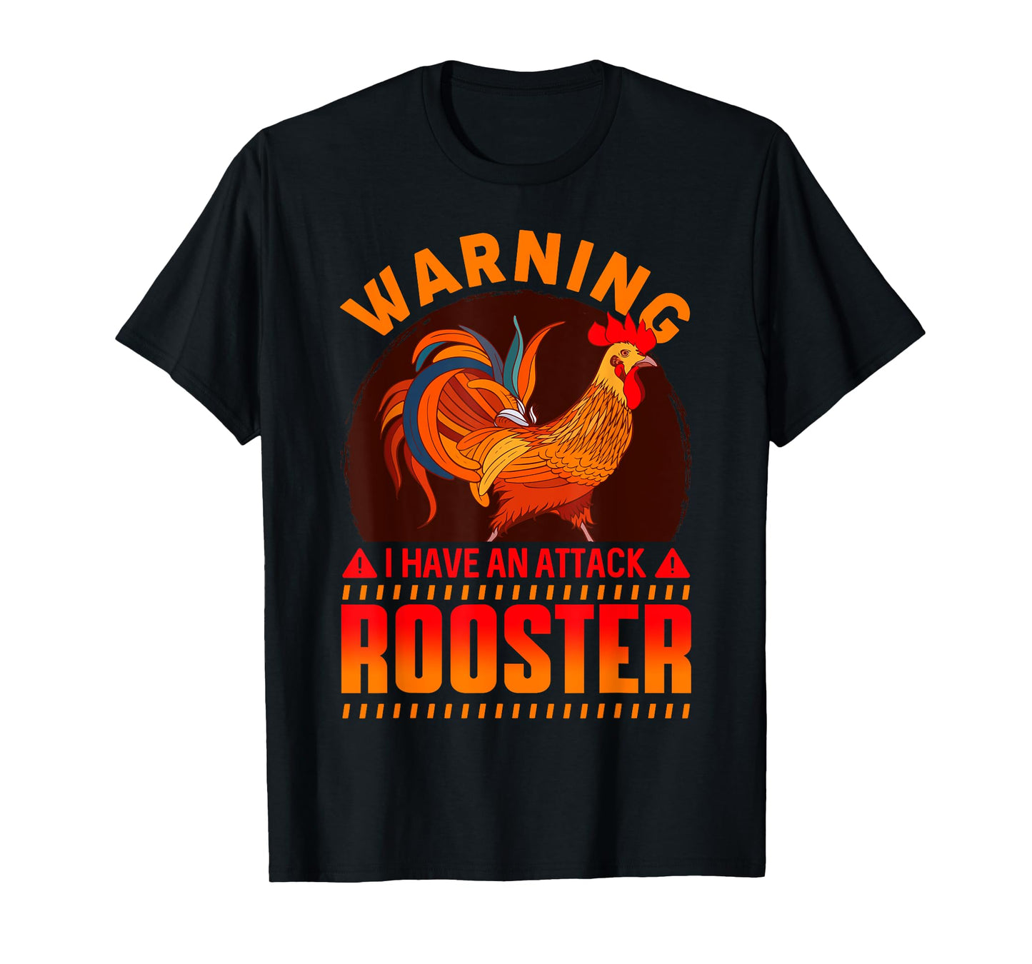 Warning Attack Rooster Look Out Funny Rooster Farm T-Shirt