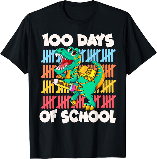 100 Days Dinosaur Trex Boys Kids 100th Day Of School T-Shirt