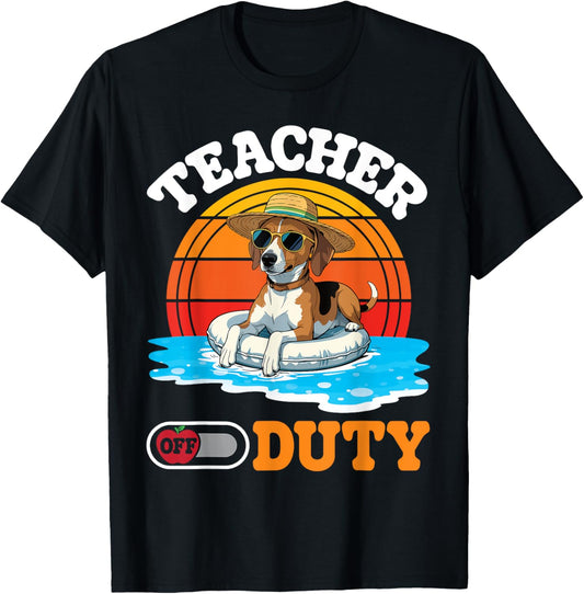 Basenji Dog At Beach Summer Break Teacher Off Duty Students T-Shirt