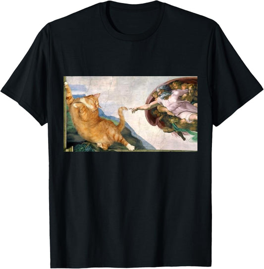 Funny Cat Michealangelo art god touch man chonker loaf T-Shirt