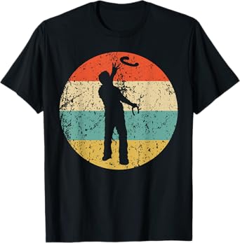 Man Playing Horseshoes Silhouette Retro Horseshoes Toss T-Shirt