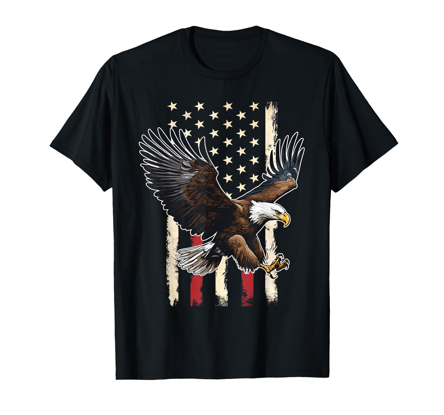 Vintage Bald Eagle American flag 4th Of July Boys Patriotic T-Shirt