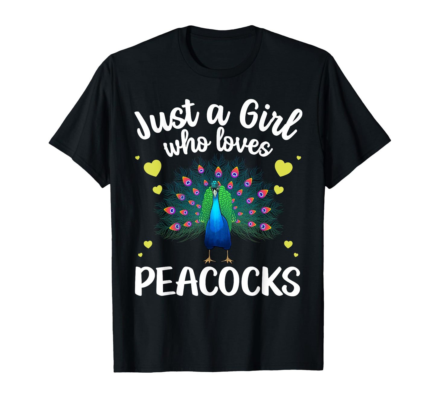 Funny Peacock Design For Women Girls Kids Bird Peacock Lover T-Shirt