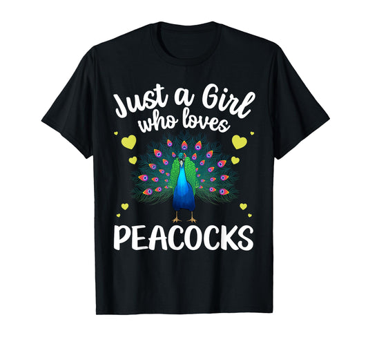 Funny Peacock Design For Women Girls Kids Bird Peacock Lover T-Shirt