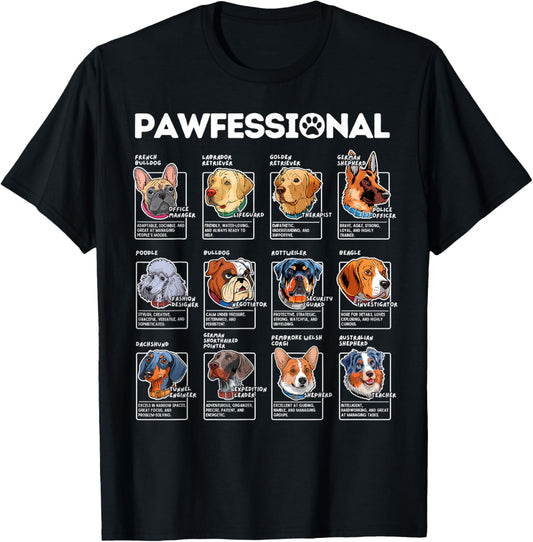Funny Dog Lover Dog Breeds Professional Career Gifts T-Shirt