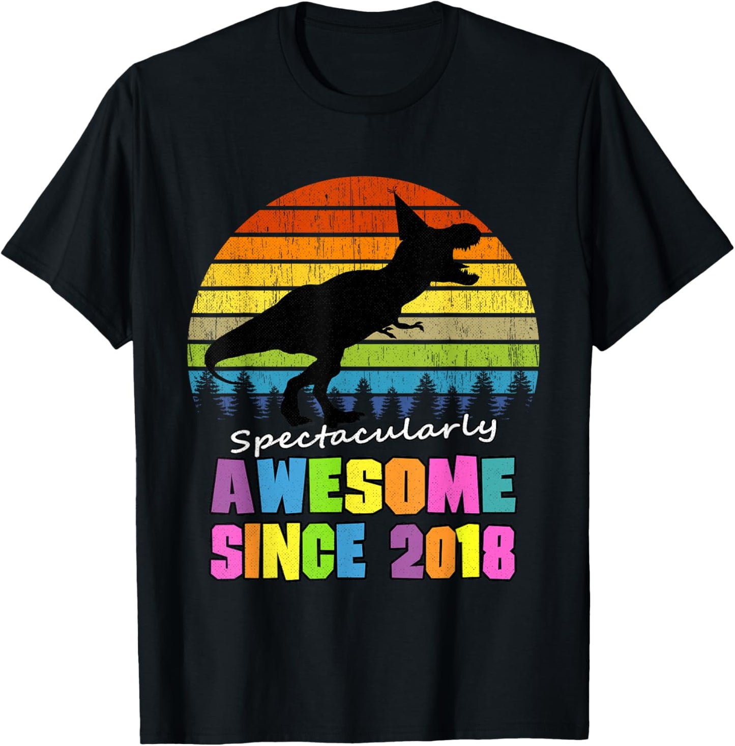 7 Years Old Awesome Since 2018 Dinosaur Boy 7th Birthday T-Shirt