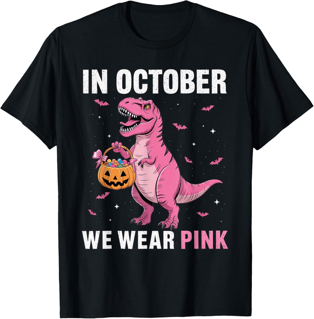 In October We Wear Pink Dinosaur Boys Kids Breast Cancer T-Shirt