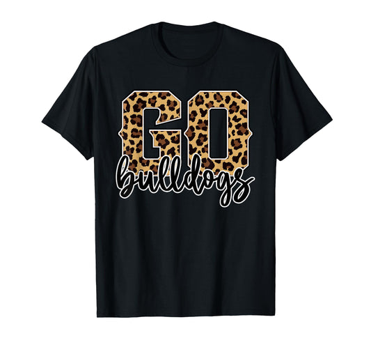 Braves Go Bulldogs Leopard Print Womens Cheetah Graphic T-Shirt