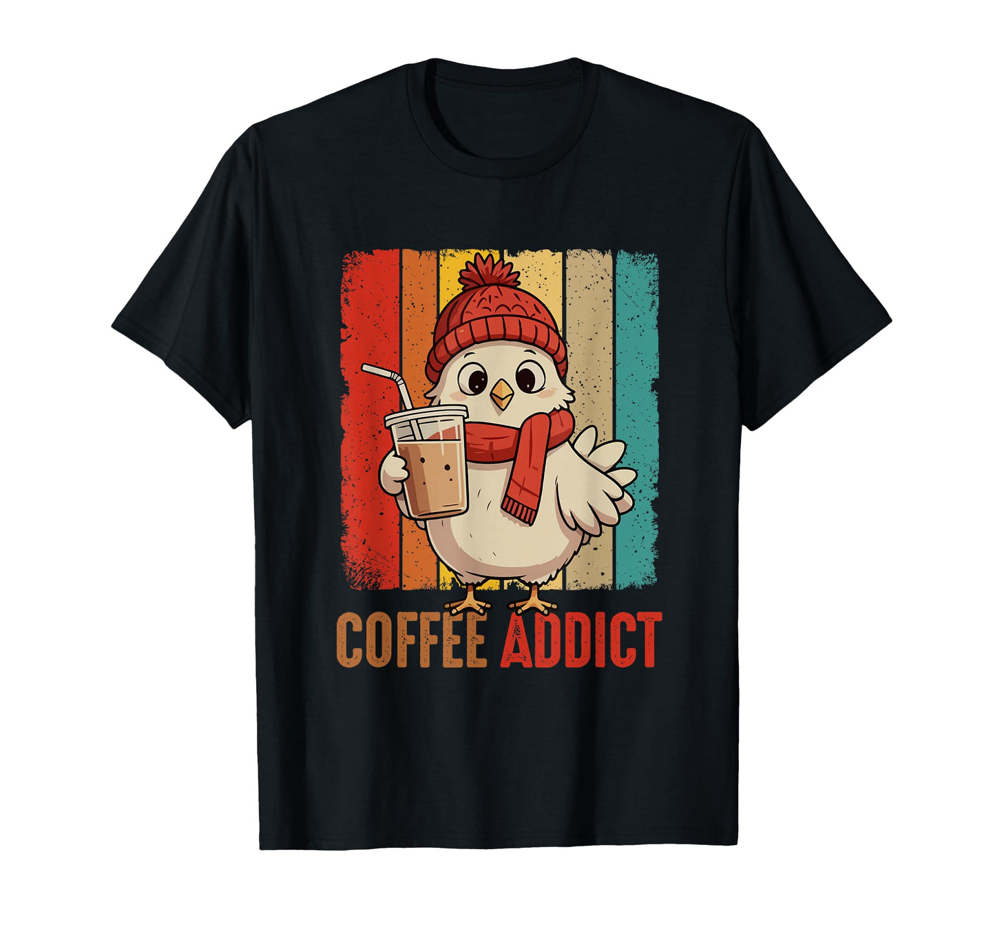 Funny Joke Coffee Lover Chicken Drinking Coffee Farmer T-Shirt