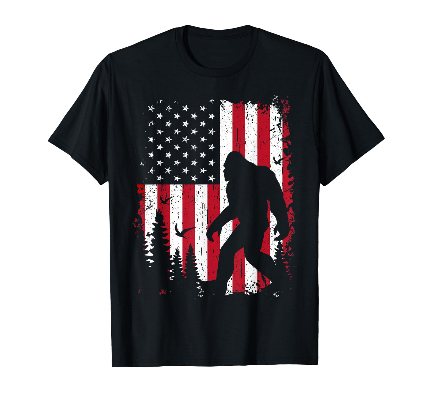 Bigfoot 4th of July American USA Flag Patriotic T-Shirt
