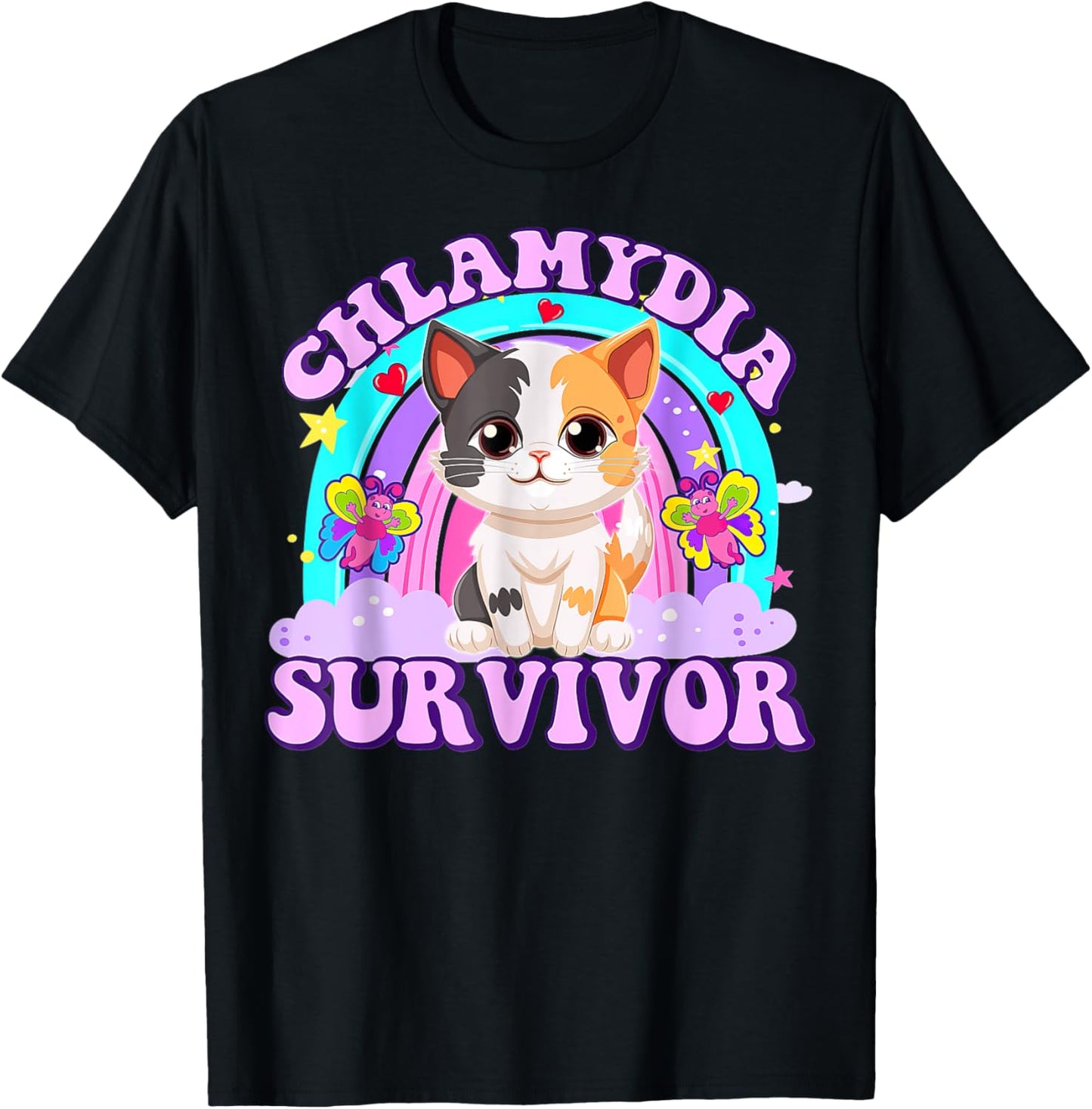 Chlamydia Survivor Cat Rainbow T-Shirt