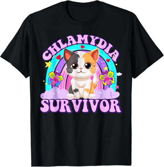 Chlamydia Survivor Cat Rainbow T-Shirt