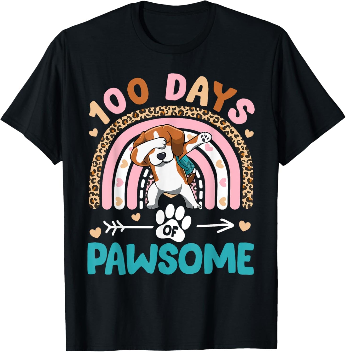 100 Days Of Pawsome Funny Beagle Rainbow 100th Day Smarter T-Shirt