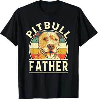 Pitbull Father Retro Dad Vintage Daddy Dog Breed Dog Theme T-Shirt