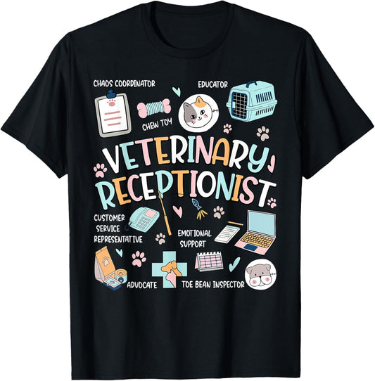 Retro Veterinary Receptionist Vet Receptionist Appreciation T-Shirt