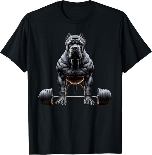 Dog Cane Corso Gym Deadlift Weightlifting Fitness Workout T-Shirt