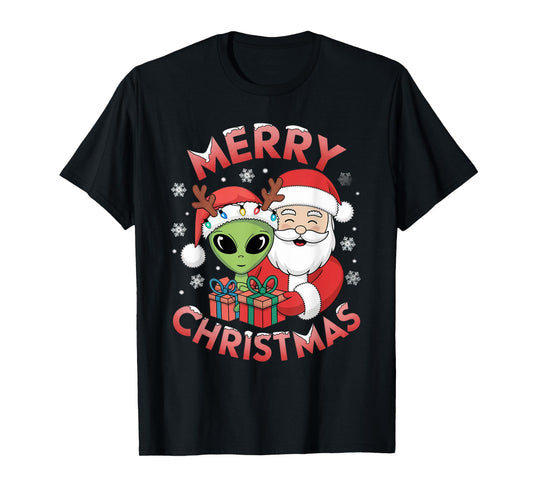 Cute Xmas Alien Santa on Alien Christmas T-Shirt