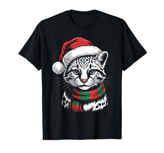 Ocelot Xmas Santa Hat Scarf Christmas Costume T-Shirt