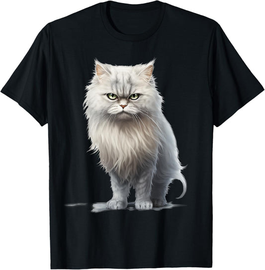 Grouchy Persian Fluffball Grumpy White/Gray Persian Cat T-Shirt