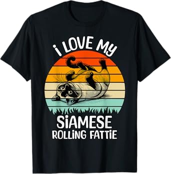 Siamese Cat Rolling Fattie Siamese Cat Men Women T-Shirt