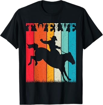 12 Year Old Cowboy 12th Birthday Party Western Rodeo Horse T-Shirt
