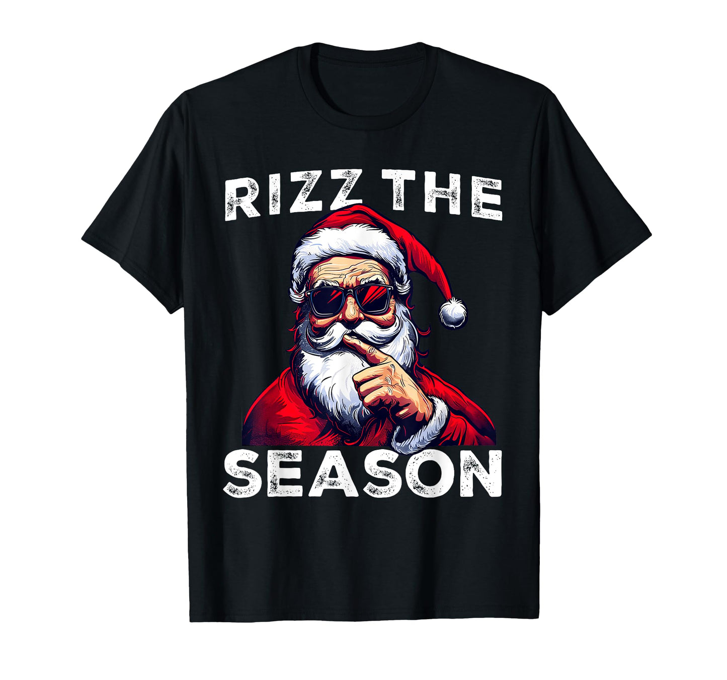 Rizz The Season Funny Santa Joke White Elephant Christmas T-Shirt
