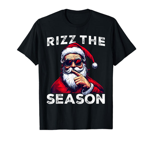 Rizz The Season Funny Santa Joke White Elephant Christmas T-Shirt