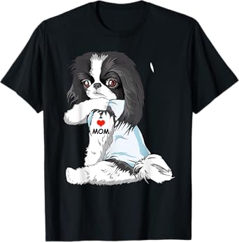 I Love Mom Tattoo Japanese Chin Mom Dog Lover Women T-Shirt