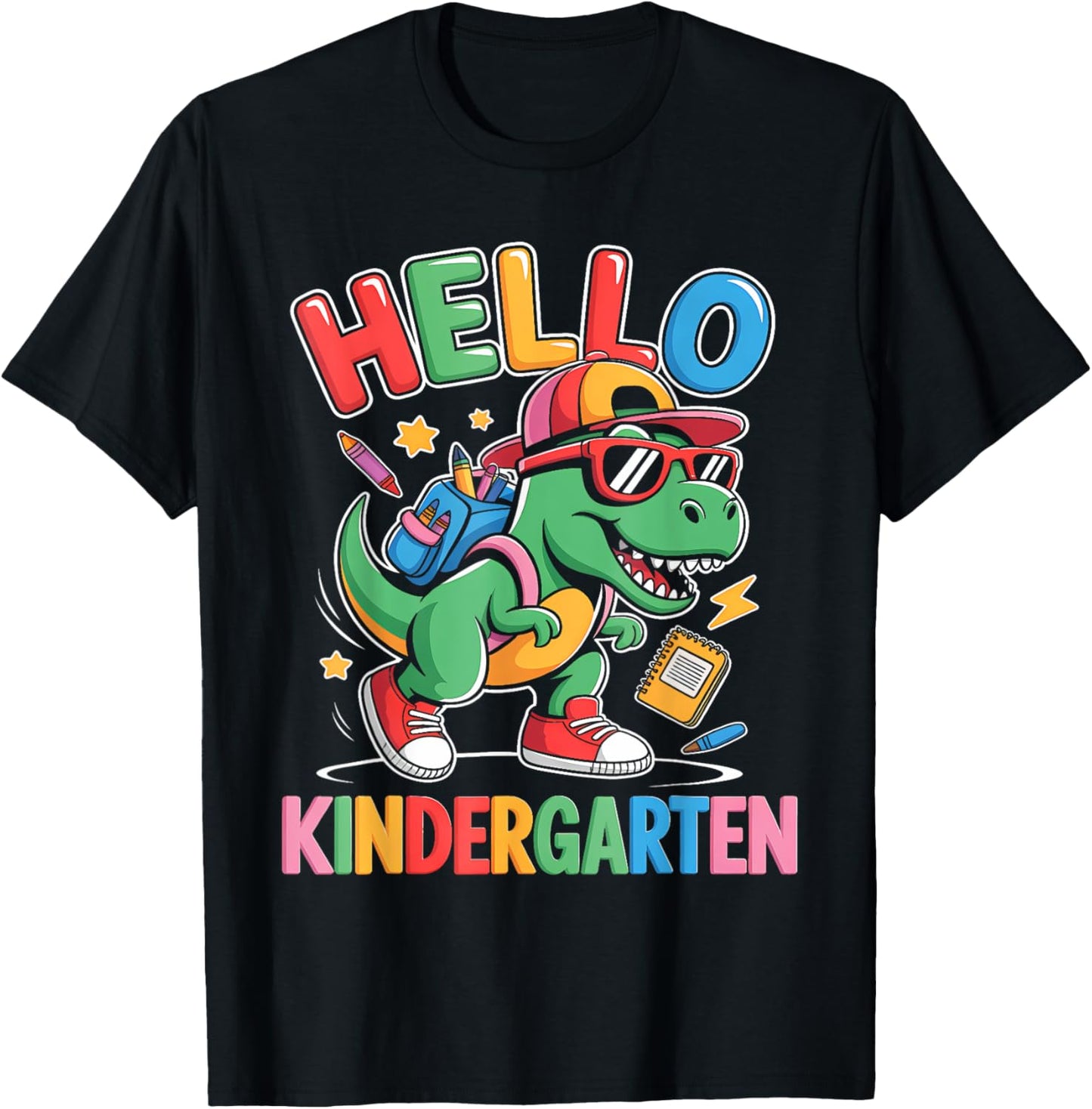Hello Kindergarten Funny Dinosaur Back To School T-rex Boys T-Shirt