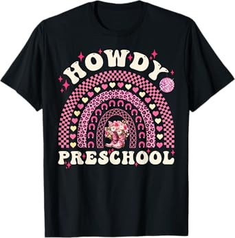 Howdy Preschool Teacher Cowgirl Western Pre-K Back To School T-Shirt