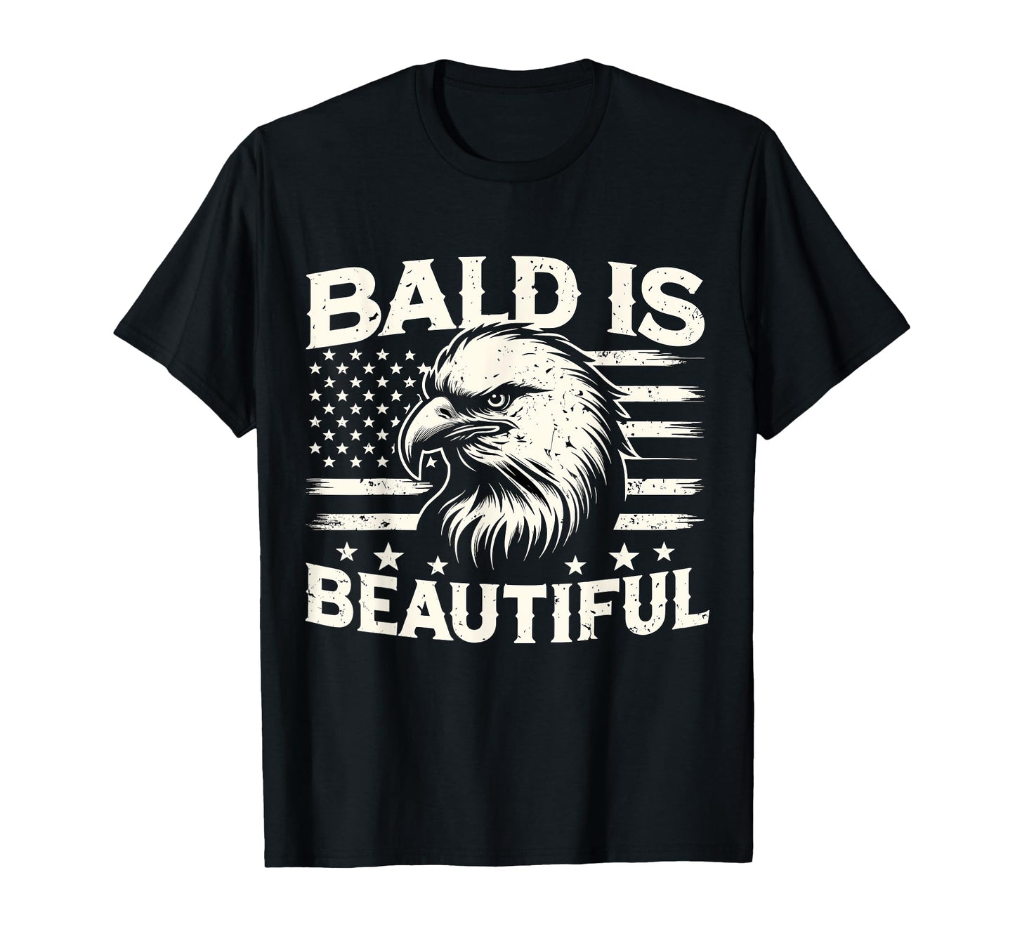 Bald is Beautiful American Bald Eagle USA Flag T-Shirt