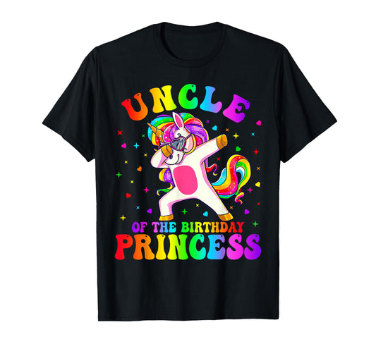 Uncle of the Birthday Princess Girl Dabbing Unicorn Funny T-Shirt