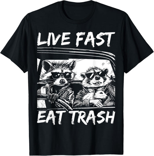 Funny Raccoon Rat Live Fast Eat Trash Street Cats Squad T-Shirt