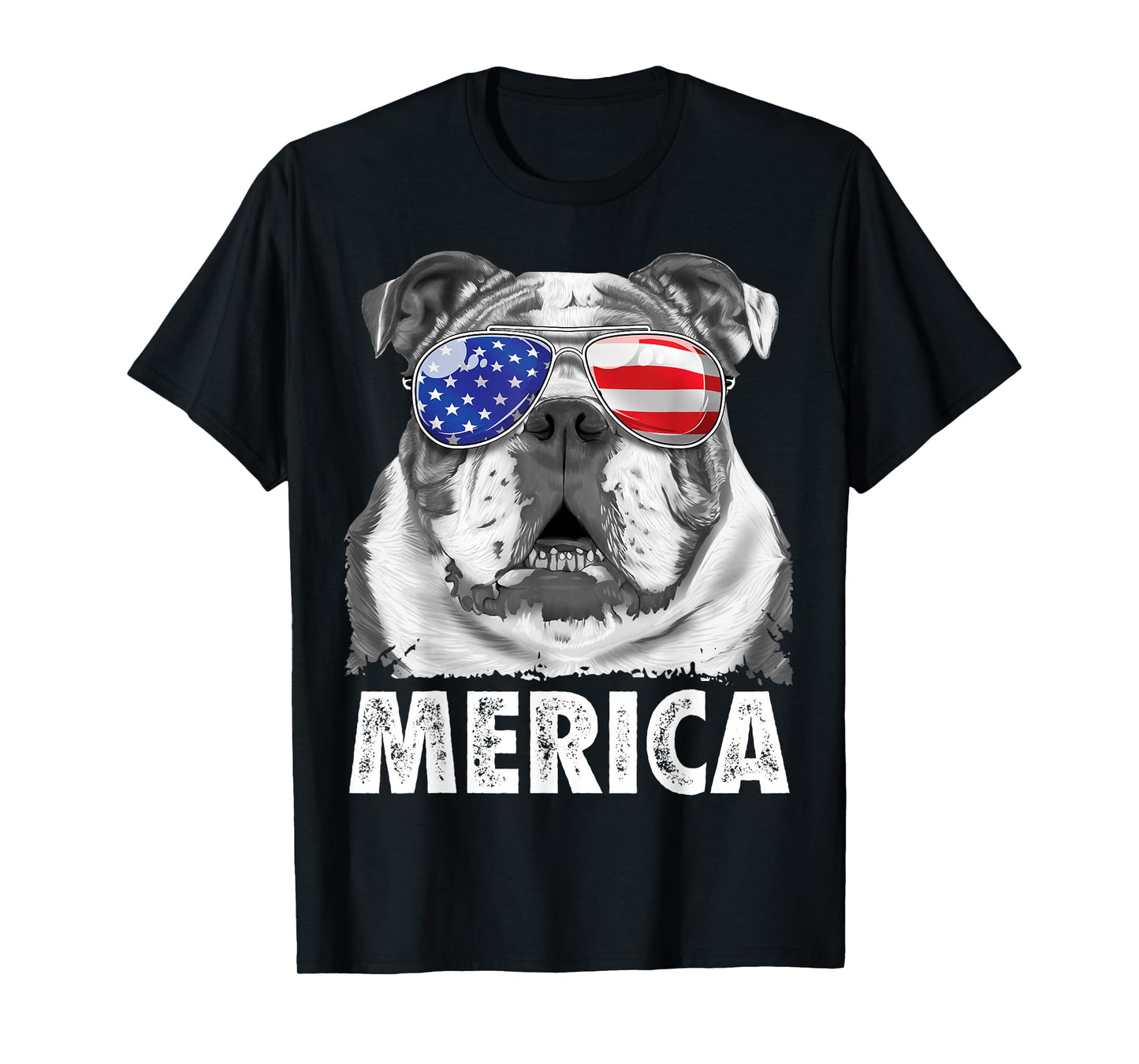 English Bulldog 4th of July Merica Men Women USA Flag Retro T-Shirt