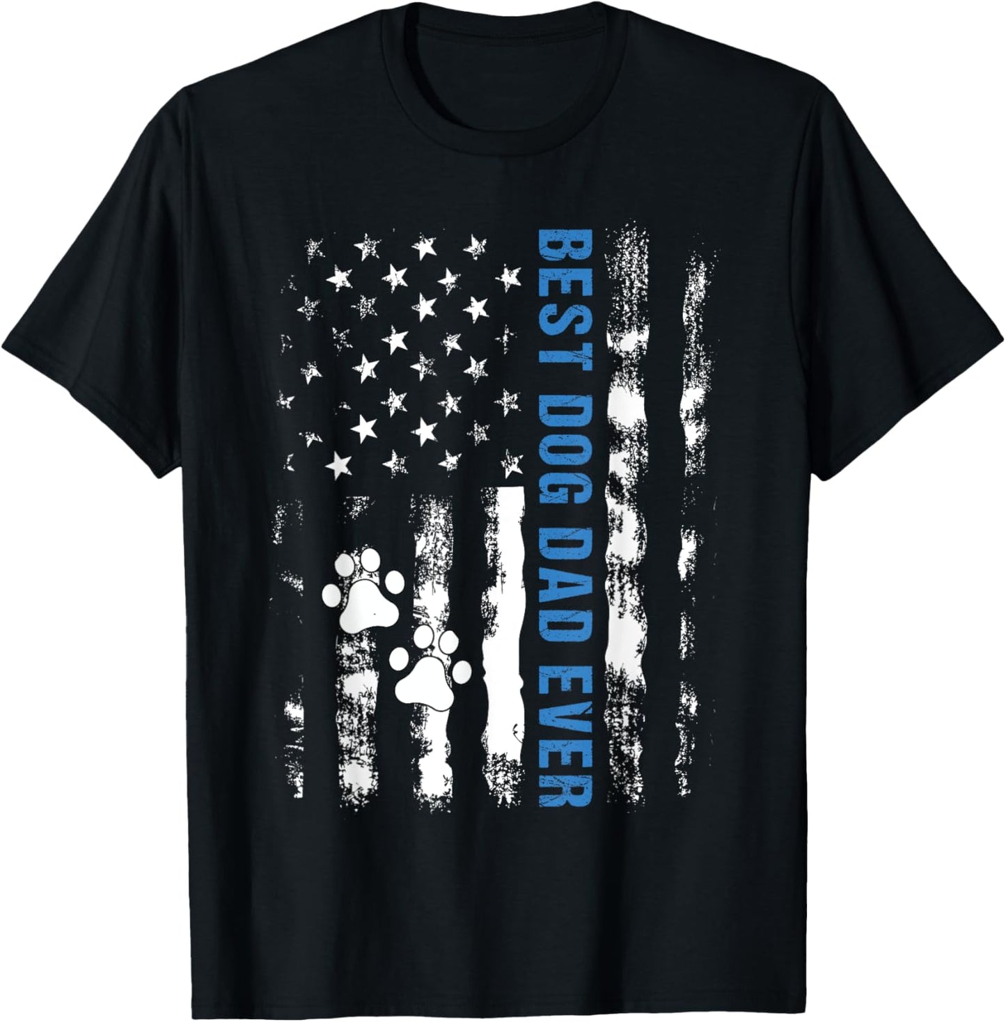 Best Dog Dad Ever American Flag Father's Day Dog Lover Paw T-Shirt