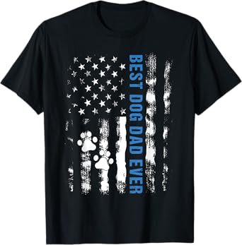 Best Dog Dad Ever American Flag Father's Day Dog Lover Paw T-Shirt